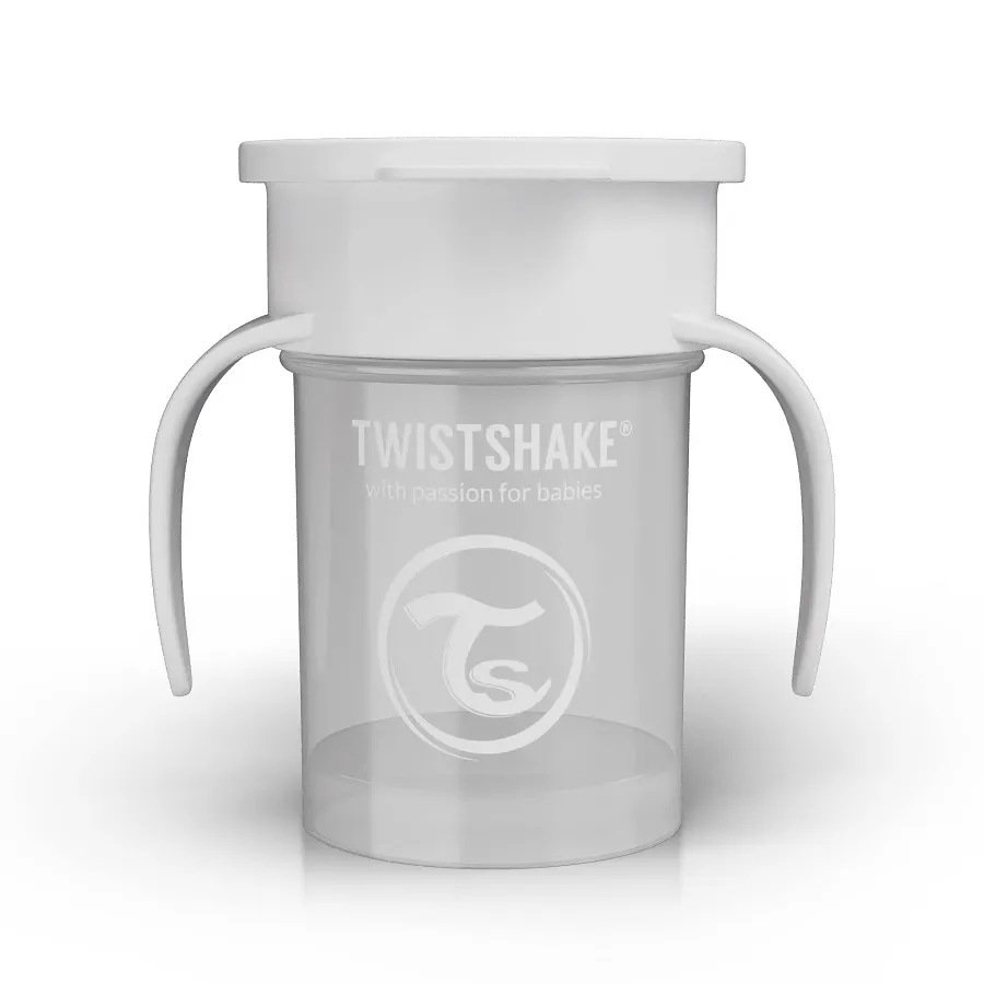Twistshake Tasse à bec 360 ??avec poignées – Bébé – 230 ml -Tasse de sevrage anti-fuite- Sans BPA -Entraînement – Enfants-6m+-Gris
