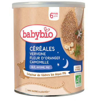 Babybio Céréales Verveine Fleur d’Oranger Camomille avec Blé